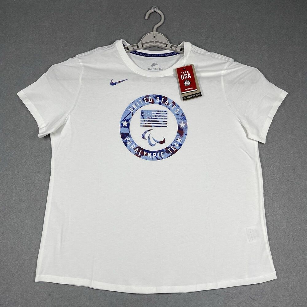 Nike Team USA Shirt Womens XL White Essential Paralympics Team FN0871-100